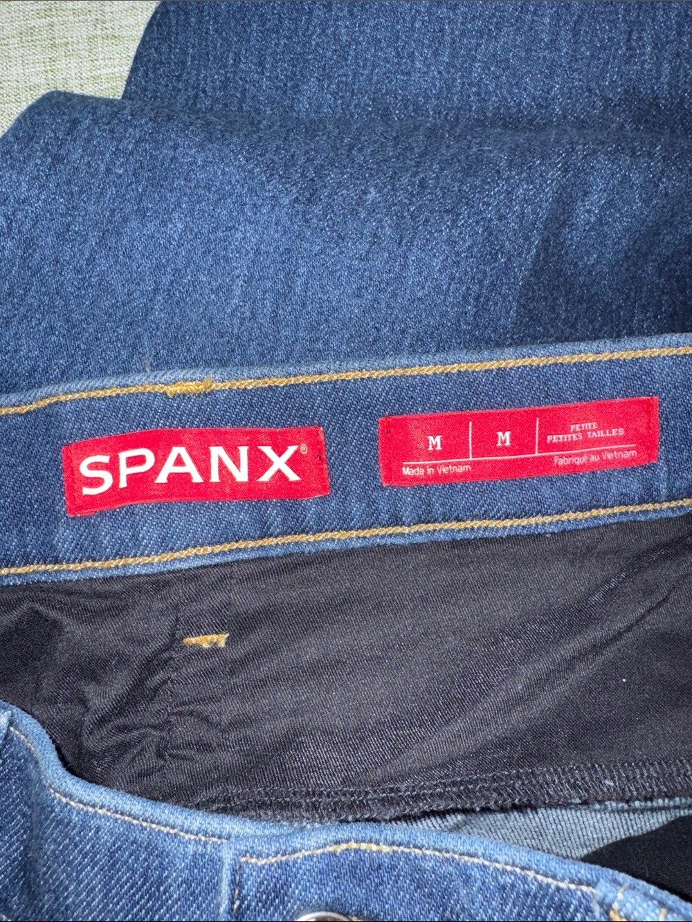 SPANX Wide Leg High-Rise Jeans in Dark Blue Denim - Picture 4 of 5